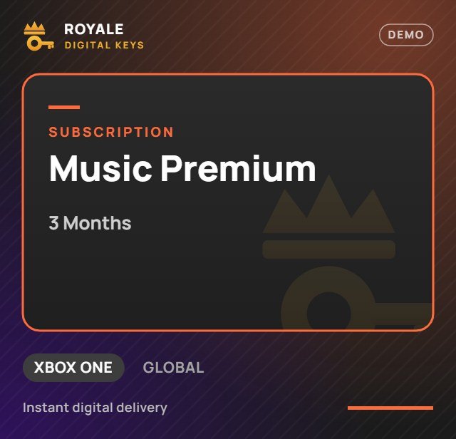 Music Premium (3 Months) — Royale Digital Keys (visuel de démo)