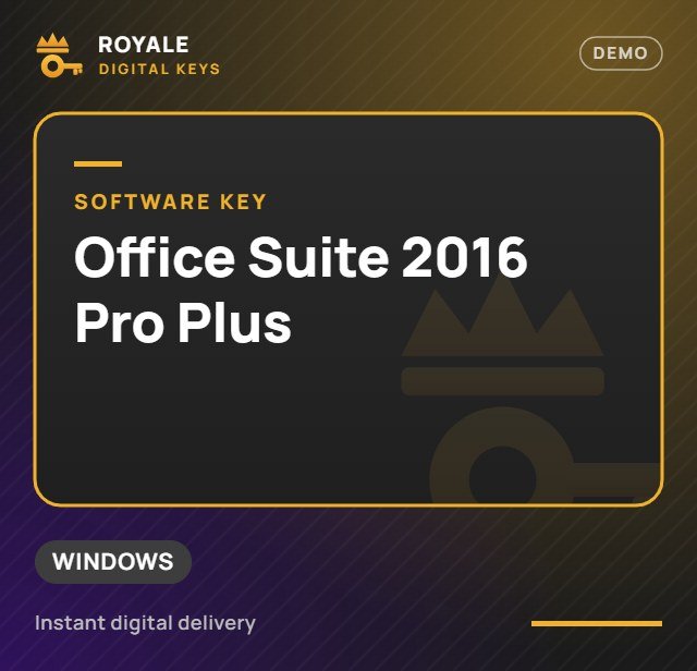 Office Suite 2016 Pro Plus — Royale Digital Keys (visuel de démo)