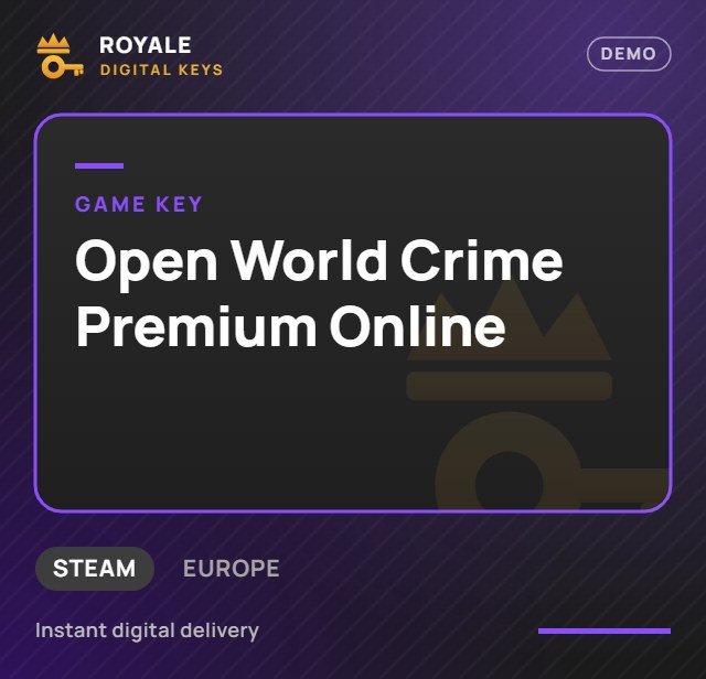 Open World Crime Premium Online — Royale Digital Keys (visuel de démo)