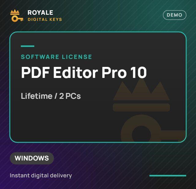 PDF Editor Pro 10 (Lifetime / 2 PCs) — Royale Digital Keys (visuel de démo)