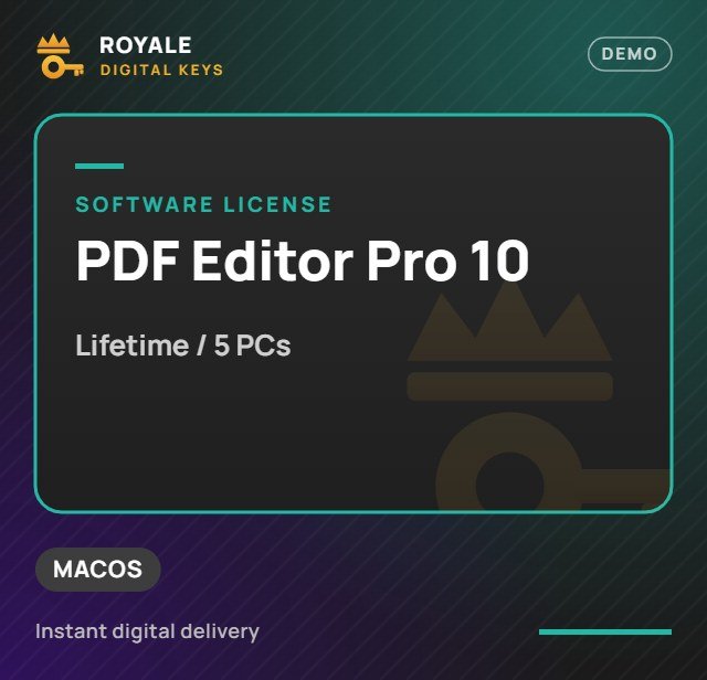 PDF Editor Pro 10 (Lifetime / 5 PCs) — Royale Digital Keys (visuel de démo)