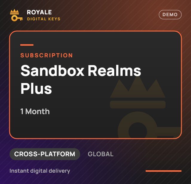 Sandbox Realms Plus (1 Month) — Royale Digital Keys (visuel de démo)